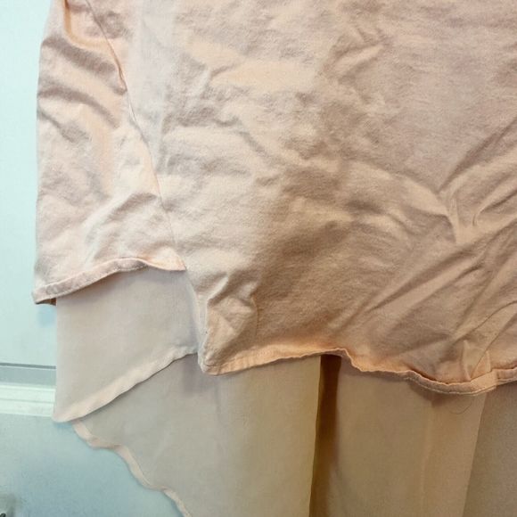 Eri + Ali Blouse Shirt Women's Small Anthropologie Peach Sheer Train Split Back - Picture 3 of 6